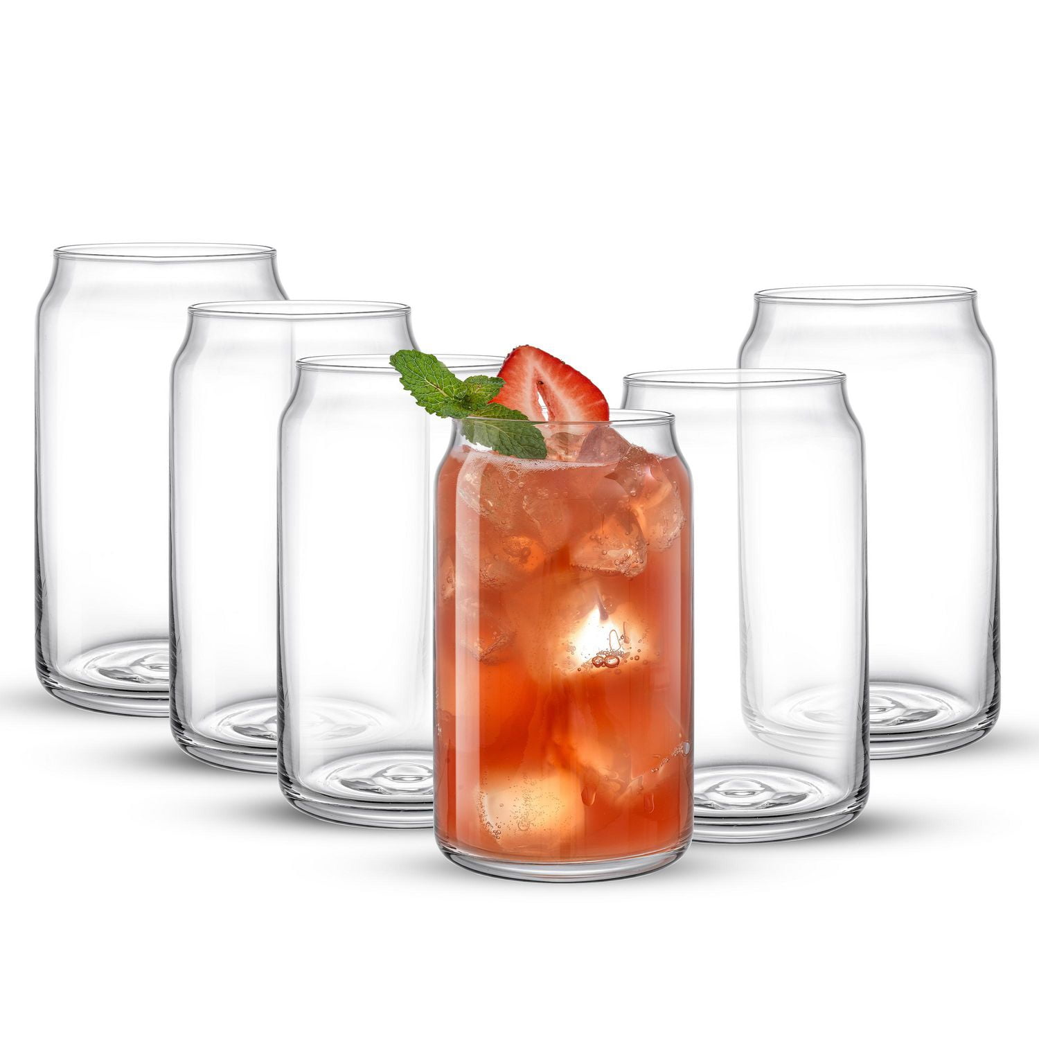 Classic Can Shaped Tumbler Drinking Glass Cups - 17 oz - Set of 6