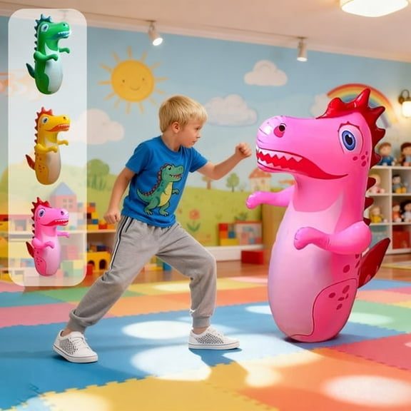 CYFW 35 Inch Inflatable Dinosaur Bop Bag, Self-Righting Punching Bag for Kids Indoor Active Play, Stand Up Boxing Toy