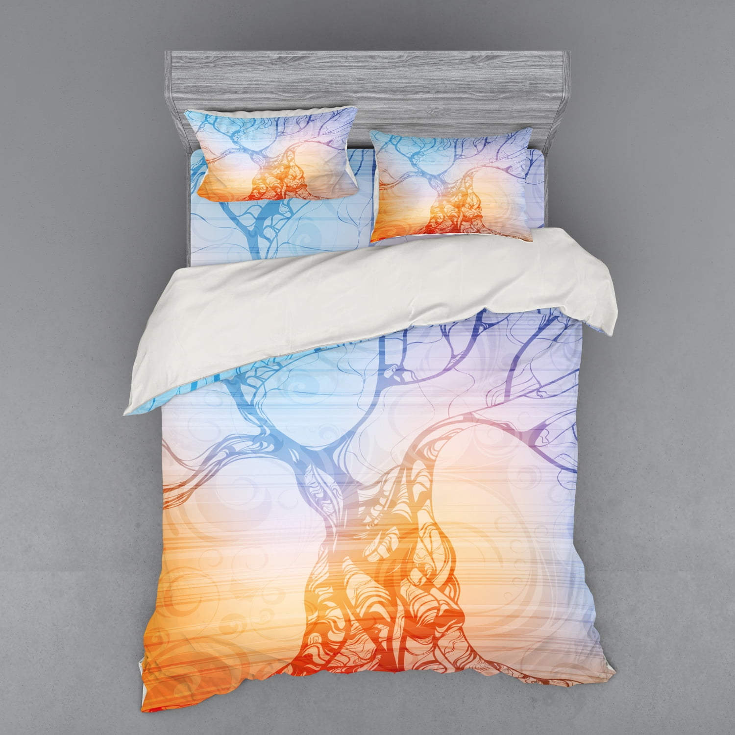 Tree Duvet Cover Set Silhouette In Color Changes Bedding Set