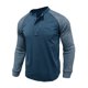 thumbnail image 3 of Blusas y camisas de manga larga con cuello redondo para hombre, suéter deportivo informal con botones y cuello redondo, blusas de manga larga con cuello redondo, blusa de poliéster para hombre, 3 of 6