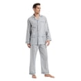 thumbnail image 2 of GLOBAL Conjuntos de Pijamas de Algodón para Hombre, Ropa de Dormir de Manga Larga con Botones, Ropa de Dormir Cómoda, Conjunto de Pijama Suave Elegante Gris M, 2 of 5