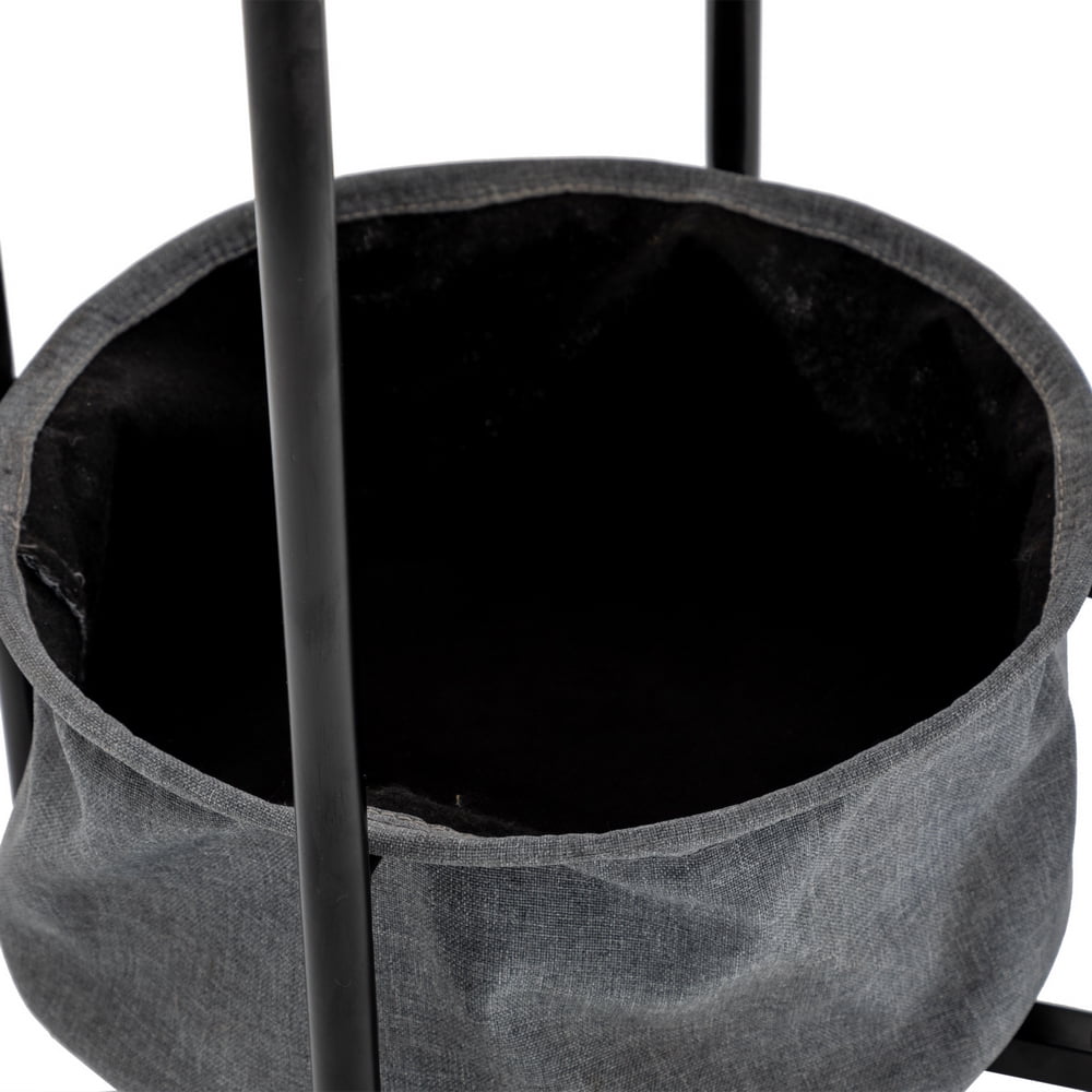 Private Jungle Double-layer Round Tea Table with Detachable Tray Top and Fabric Storage Basket, Gray Private Jungle Double-layer Round Tea Table with Detachable Tray Top and Fabric Storage Basket, Gray