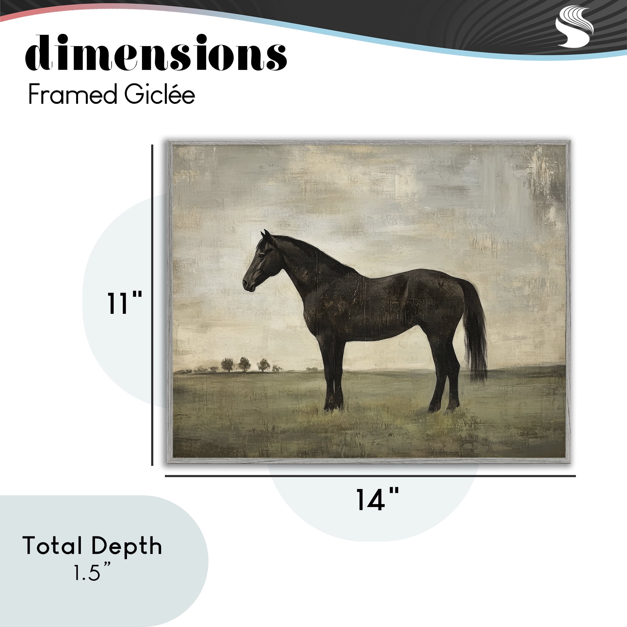 Stupell Industries Distressed Horse Portrait Gray Framed Giclee Art, design by Petal Prints Design