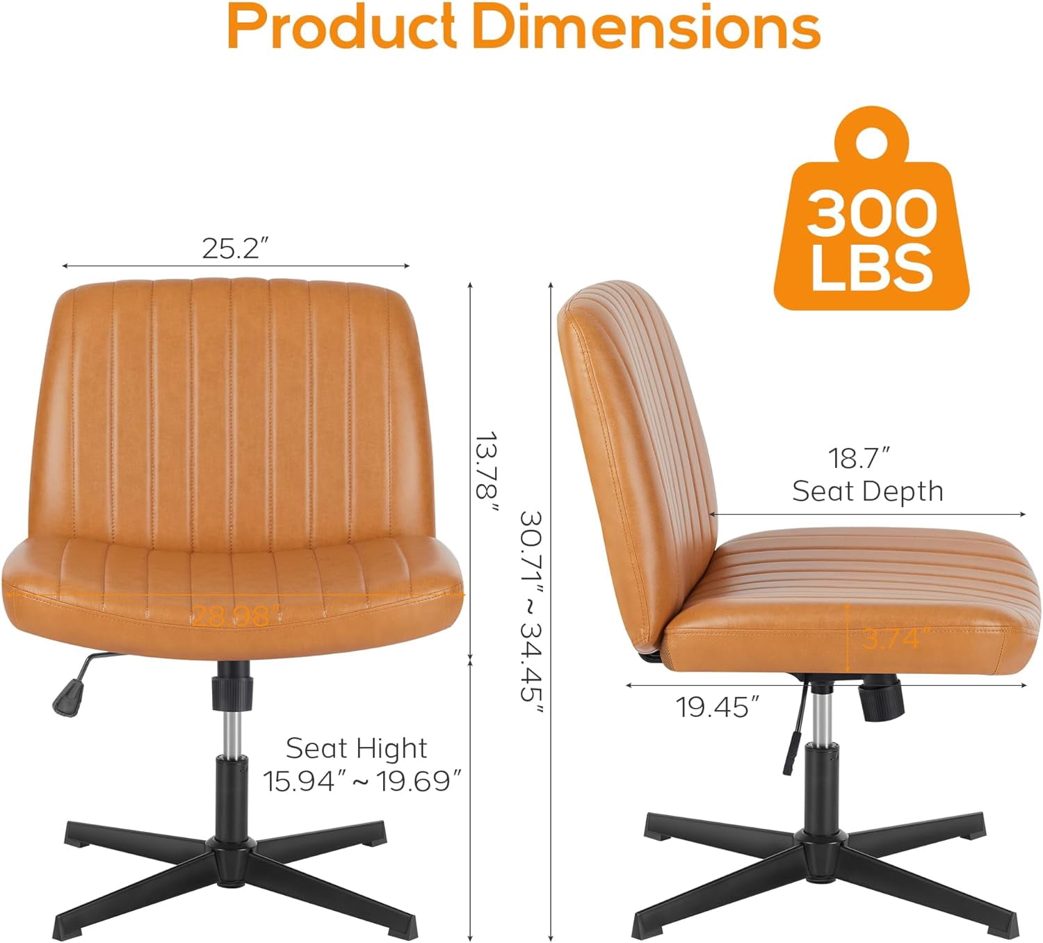 Criss Cross Chair, Cross Legged Office Chair, Wide Comfty Desk Chair, No Wheels Armless Computer Task Chair, Swivel Vanity Home Chair, Height Adjustable
