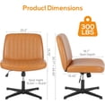 thumbnail image 2 of Criss Cross Chair, Cross Legged Office Chair, Wide Comfty Desk Chair, No Wheels Armless Computer Task Chair, Swivel Vanity Home Chair, Height Adjustable, 2 of 12