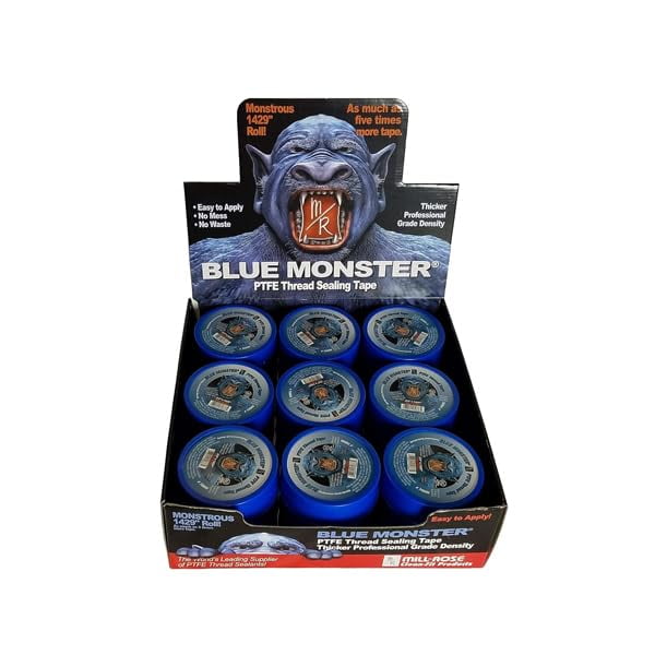 Cinta adhesiva de teflón Blue Monster, 1/2 x 1.429 unidades, 45 unidades