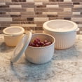 thumbnail image 4 of Classic Cuisine Set of 3 Bowls with Lids - Microwave, Freezer, and Fridge Safe Nesting Mixing Bowls, Beige, 4 of 7