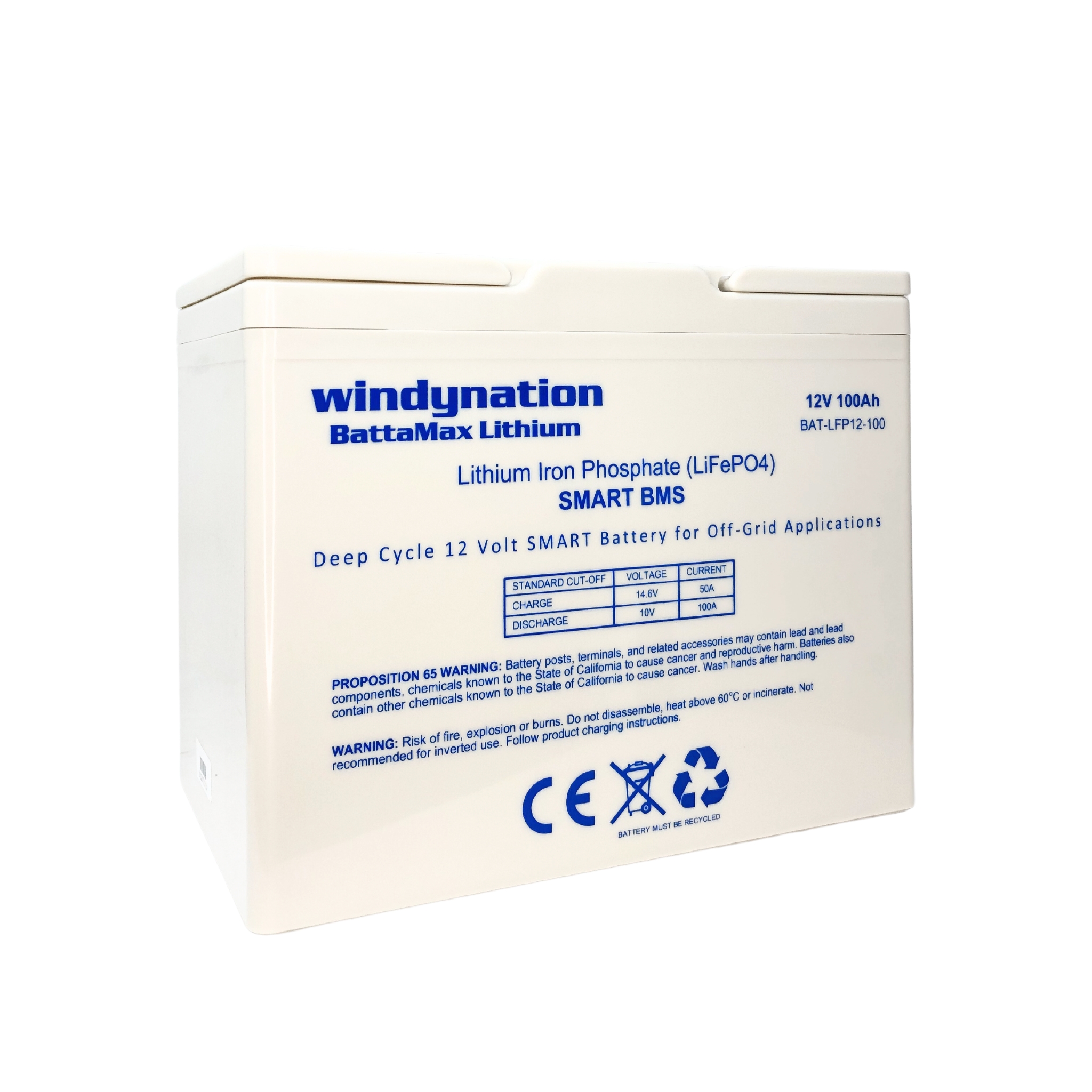 1 Pc Lithium LIFePO4 100ah 12 Volt BattaMax 4000 Cycles Battery