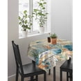thumbnail image 4 of Vintage Beige Coastal Suqare Tablecloth - 60 x 60 Inch, Summer Beach Starfish Shell Coral Nautical Waterproof & StainResistant Tablecloth, Washable Oil-proof Table Cover for Dining/Party/Wedding, 4 of 9