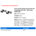 thumbnail image 2 of Front and Rear Brake Pad and Rotor Kit - Compatible with 1999 - 2001 RX300 AWD 2000, 2 of 2