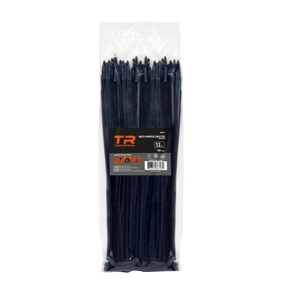 TR Industrial 88303 Multi-Purpose Cable Ties, 100pk, 12", Black