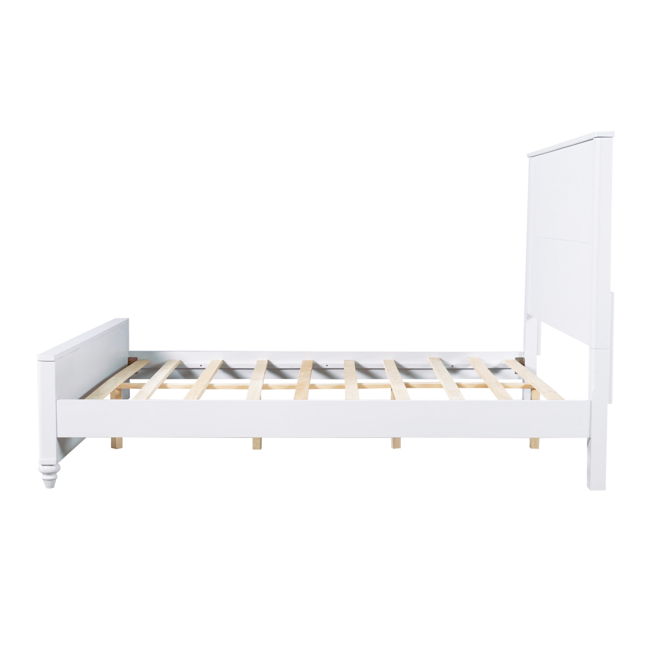 Christopher Knight Home Modern Wooden Queen Bed Frame with Grooved Headboard and Footboard, White