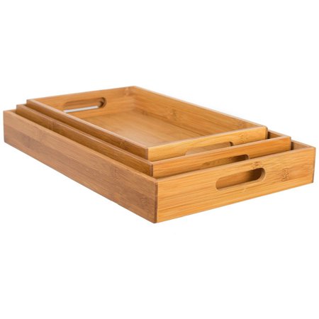 BirdRock Home 3-Piece Bamboo Bed Tray, Squared
