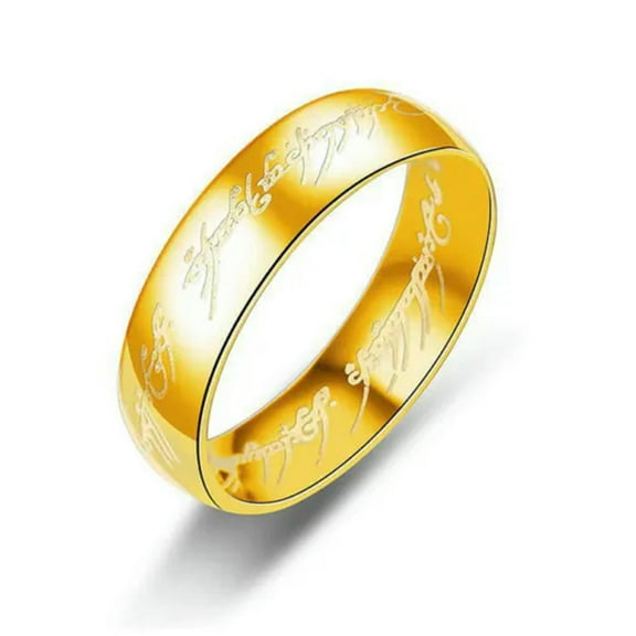 GKNET Gold Lord of the Rings Stainless Steel Finger Ring for Men with Chain Gift-9-4 mm-Gold