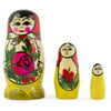 3 Set of 3 Miniature Semenov Traditional Wooden Matryoshka Russian Nesting Dolls