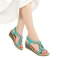 thumbnail image 4 of DAFEI Wedge Heel Ladies Rhinestone Shoes Fashionable Hollow Fish Mouth Stone Solid Color Casual Sandals, 4 of 7
