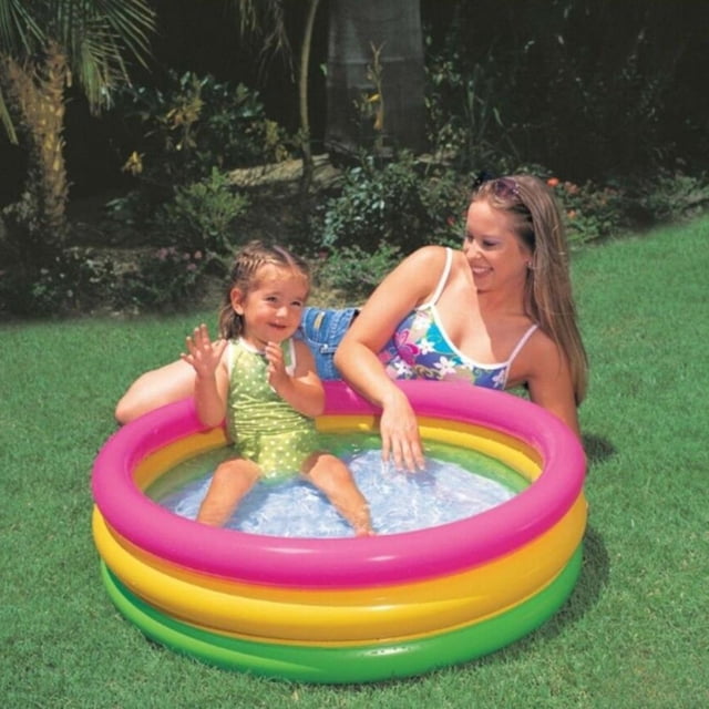 Piscina para bebé de 60cm/90cm/120cm, piscina inflable redonda de PVC de 3 colores con arcoíris, piscina pequeña con bomba para niños, piscina acolchada para niños