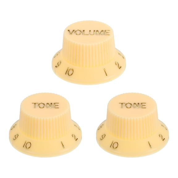 3pcs Metric Top Hat Bell Knobs, Control Guitar Knobs, Cream white Gold