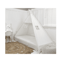 Play Tent Canopy Bed in White Cotton Canvas