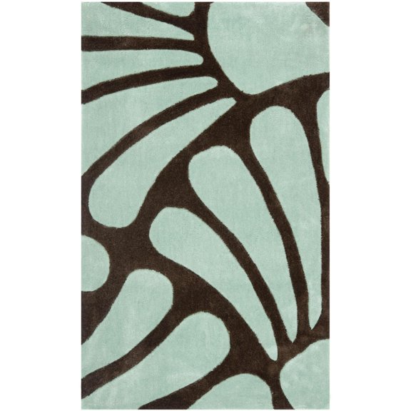 Contemporary Rug - Modern Art Polyester -Brown/Blue-Color:Brown/Blue,Design:Contemporary,Shape:Accent,Size:2'6" x 4'