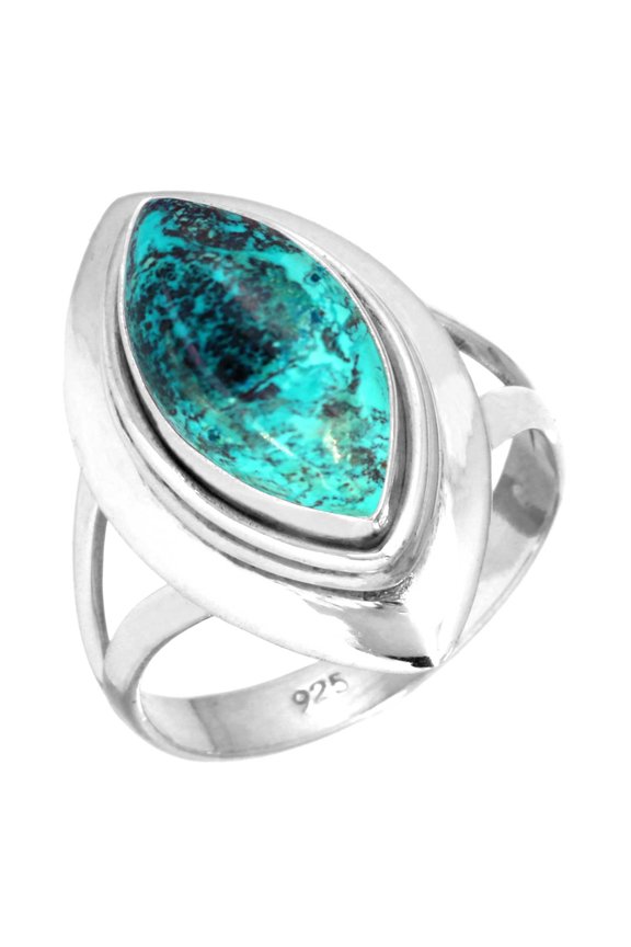925 Sterling Silver Women Jewelry Natural Shattuckite Ring