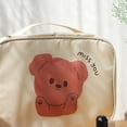 thumbnail image 5 of Bolsa de maquillaje de viaje, bolsa de aseo de almacenamiento bonita de dibujos animados, bolsa de cosméticos de mano portátil para lavado de viaje, maquillaje, color beige cremoso, 5 of 5