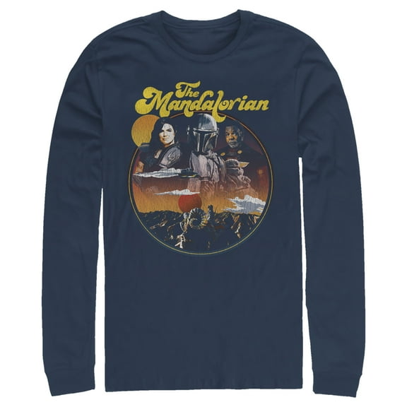 Men's Star Wars: The Mandalorian Razor Crest Crew Long Sleeve Shirt Navy Blue X Large