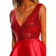 thumbnail image 5 of Vestido skater mini con escote en V y lentejuelas brillantes para mujer para fiesta de cóctel, 5 of 8