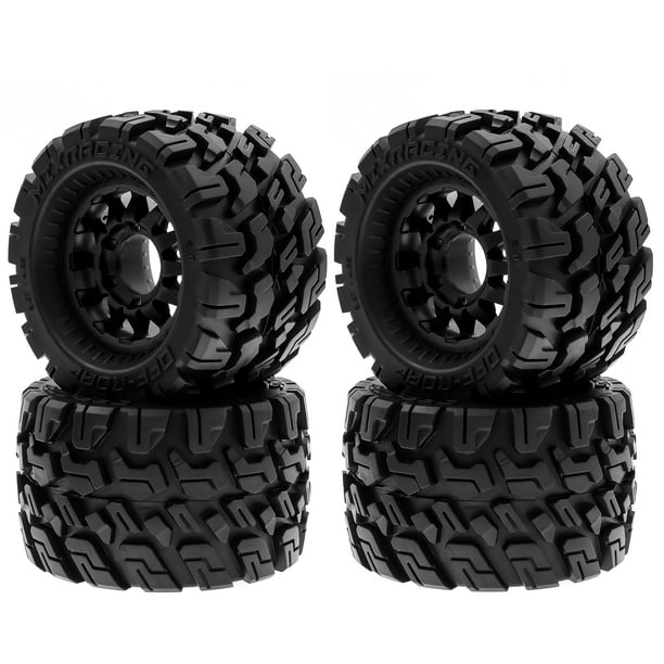 Lot 4 Pneus Caoutchouc Pour Voiture RC 1:10 - Diamètre 65mm Noir