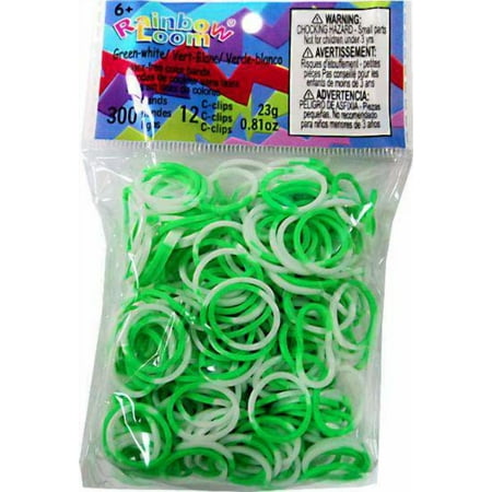 Rainbow Loom Green & White Two-Tone Rubber Bands Refill Pack (300 ct)