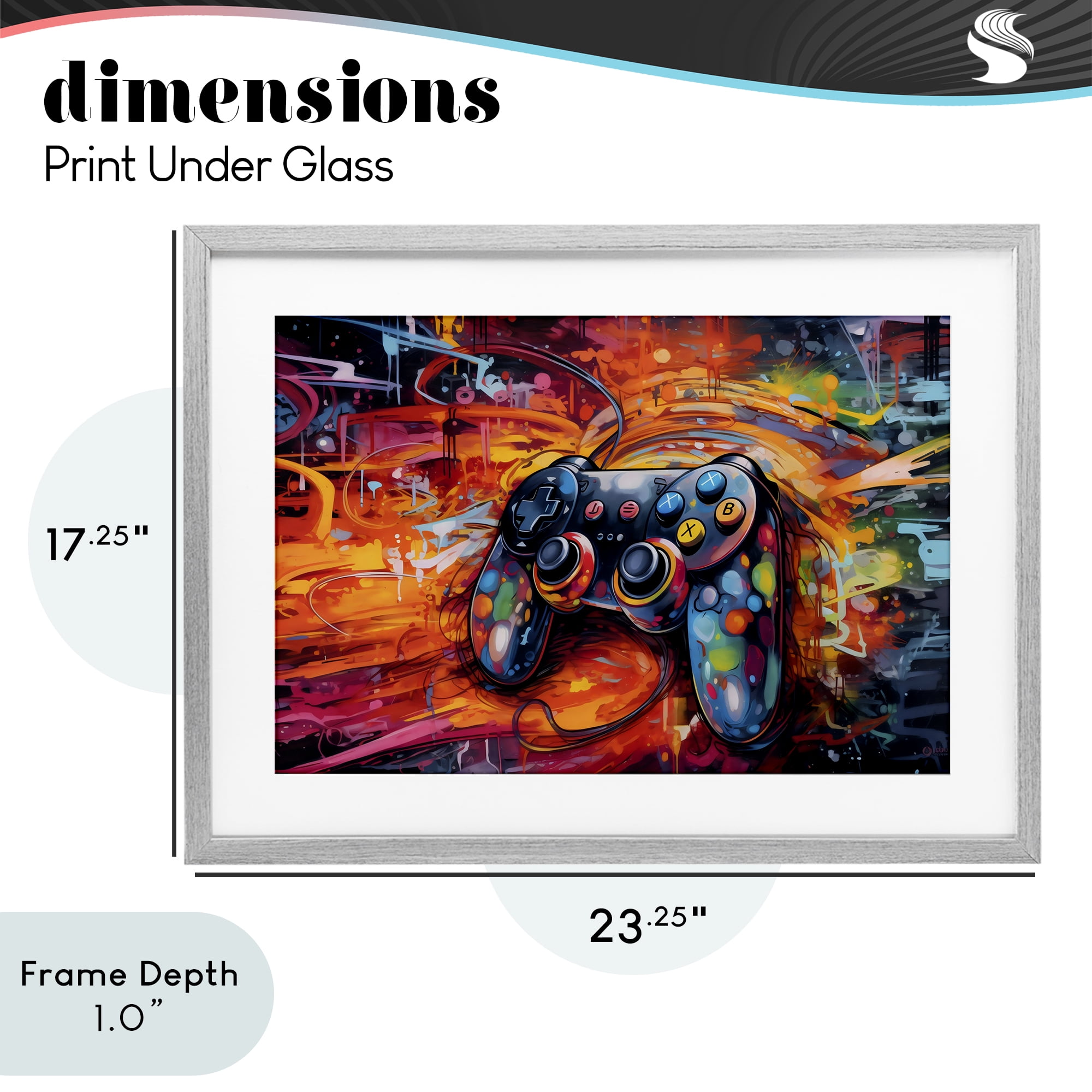 Stupell Industries Gaming Swirl Controller Energy Gray Framed Print Under Glass, design by Creative Studio