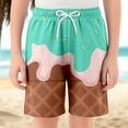 thumbnail image 2 of XUELUO Toddler Boys Pants Summer Cartoon Ice Cream Print Elastic Waist Drawstring Loose Shorts Holiday Wear,Green,3-4 Years, 2 of 4