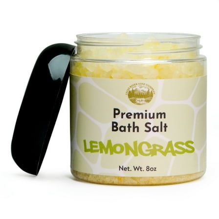 Lemongrass Salt Scrub - 8oz Detox Bath Salt Body Scrub, Great as a Face Scrub & Exfoliating Body Scrub for Acne Scars, Stretch Marks, Foot Scrub, Great Gifts For Women - Falls River Soap Company