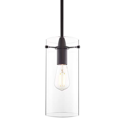 Effimero Large Hanging Pendant Light Clear Glass Shade LL-P315-BN Brushed Nickel Kitchen Island Light