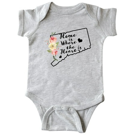 

Inktastic Connecticut Home is Where the Heart is with Watercolor Gift Baby Boy or Baby Girl Bodysuit