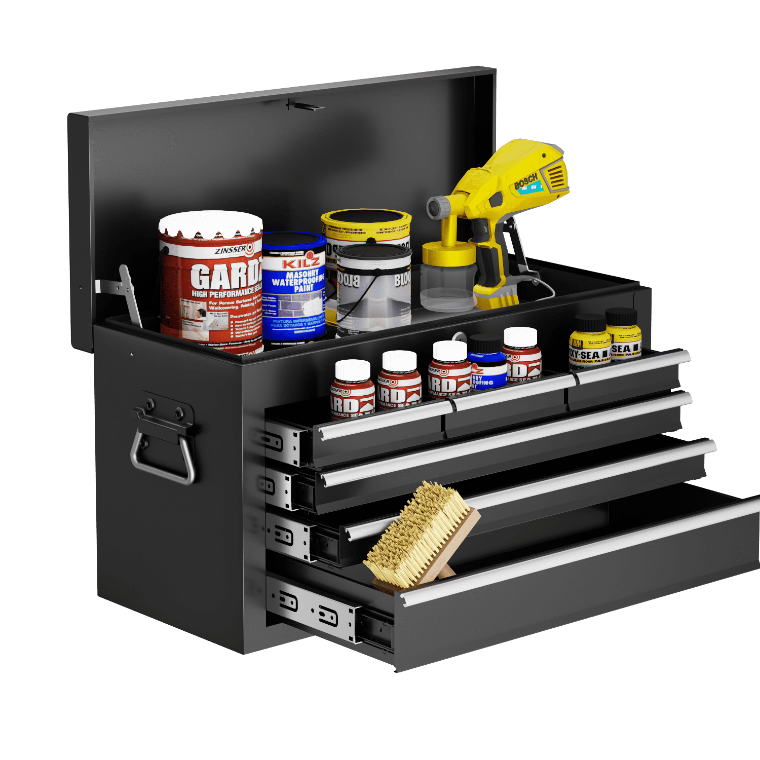 Gewna 8 Drawers Rolling Tool Chest with Locking System,Metal  Storage Cart  with Side Cabinet, Removable Toolbox Organizer for Workshop, Garage