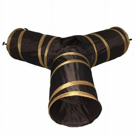 UPC: 0858342144339 | Pet Life CTNBR 3 Way Kitting Interactive Collapsible Passage Kitty Cat Tunnel Brown & Dark Brown – One Size