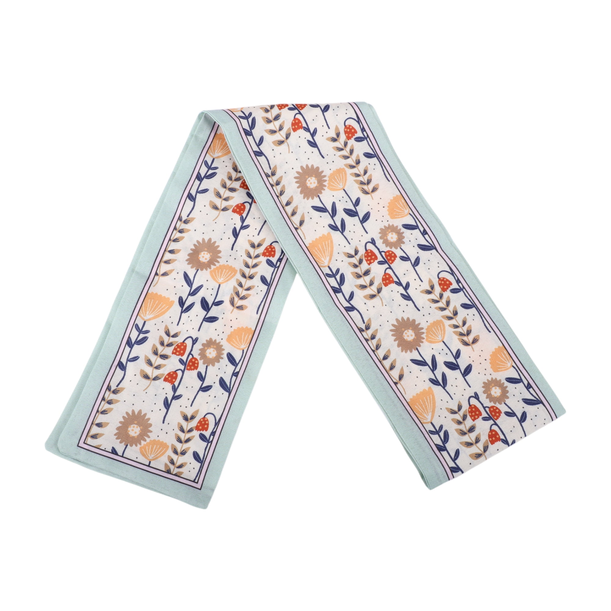 Unique Bargains Sunflowers Satin Headband for Women Blue Beige 1 Pc