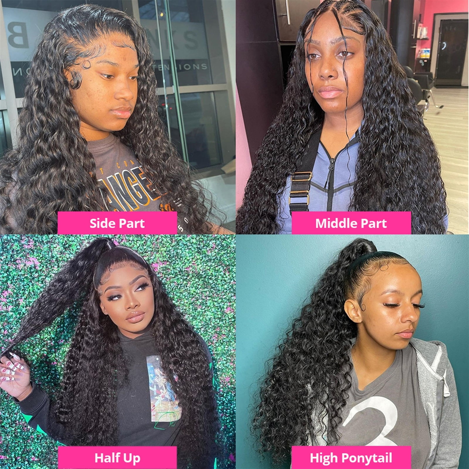 Long Deep Wave Lace Wig HD Transparent Lace Frontal Wig Human Hair Wig 180% Brazilian Remy Hair Wave Curly Lace Wig with Baby Hair for Black Women