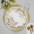 thumbnail image 5 of Efavormart 25 Pack | White / Gold Floral 10" Scallop Rim Dinner Party Paper Plates, Disposable Plates - 300 GSM, 5 of 11