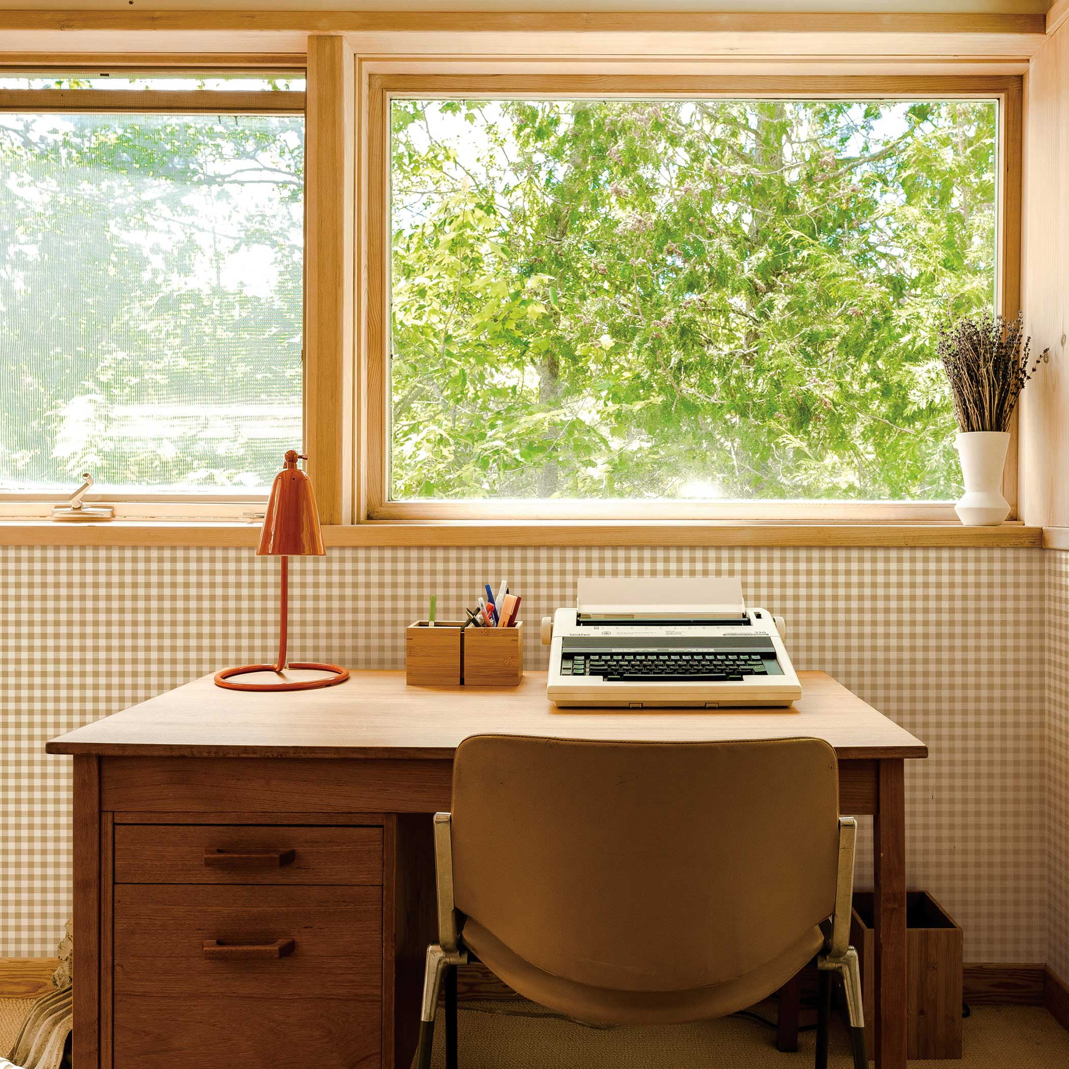 Tempaper Gingham Check Golden Saffron Removable Peel and Stick Wallpaper, 20.5" x 16.5'