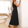 thumbnail image 3 of Uootdi Robes Maxi pour Femmes Col Rond Sans Manches Robes Amples avec Poches Décontractées Longues Robes d'Été pour la Plage Cadeau, 3 of 7