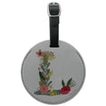 thumbnail image 1 of Letter L Floral Monogram Initial Round Leather Luggage Card Suitcase Carry-On ID Tag, 1 of 8