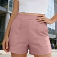 thumbnail image 3 of Oiangi Dress Shorts for Women High Waist Solid Color Shorts Casual Business Flat Front Shorts with Pockets Pink S, 3 of 6