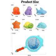 Bath Toy, Water Spraying Discoloration Floating Animals, Bathroom Pool Accessory, Shark Fishing Play Set for Babies and Kids