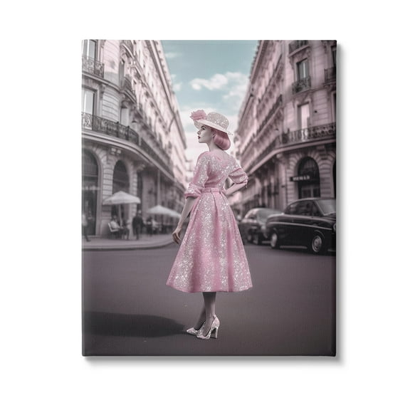 Stupell Industries Vintage Fashion in City Travel & Places Painting Gallery Wrapped Canvas Art Print Wall Art, 16 x 20