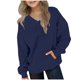 thumbnail image 2 of Blusas y camisas de manga larga con cuello redondo para niños y niñas, sudaderas casuales de manga larga, lindas sudaderas de gran tamaño con bolsillo de polar, chaquetas para niñas, 2 of 8