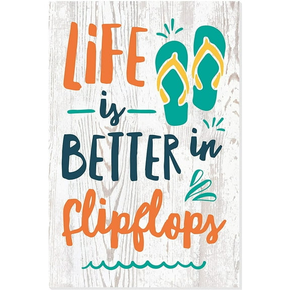 Life Is Better In Flip Flops Rustic Wood Wall Sign 8x12
