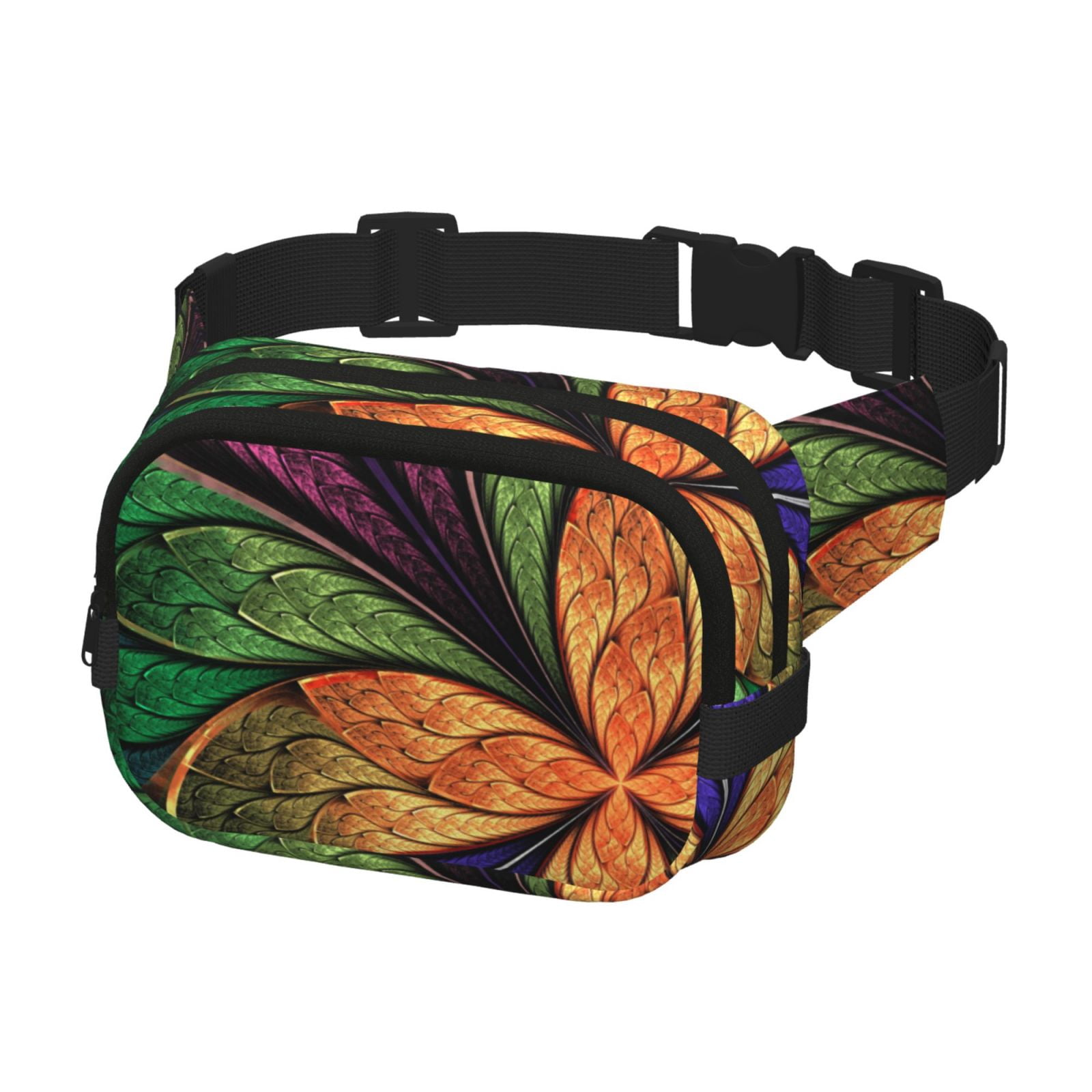 Picia Multicolored Beautiful Flower1 Print Square Double-Layer Waist Bag Mini Adjustable Waist Belt Bag Exercise Running Travel Hiking