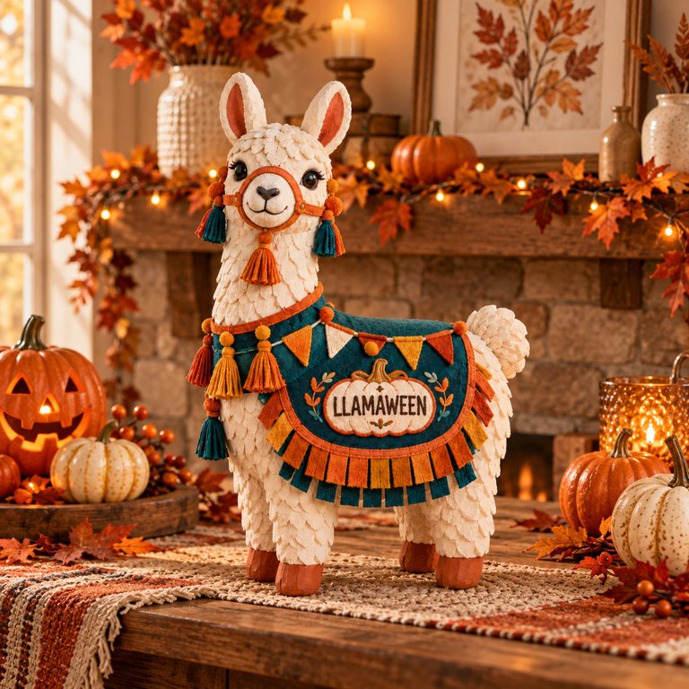 Layered Wooden Block Tabletop Accent Llamaween Halloween - Walmart.com